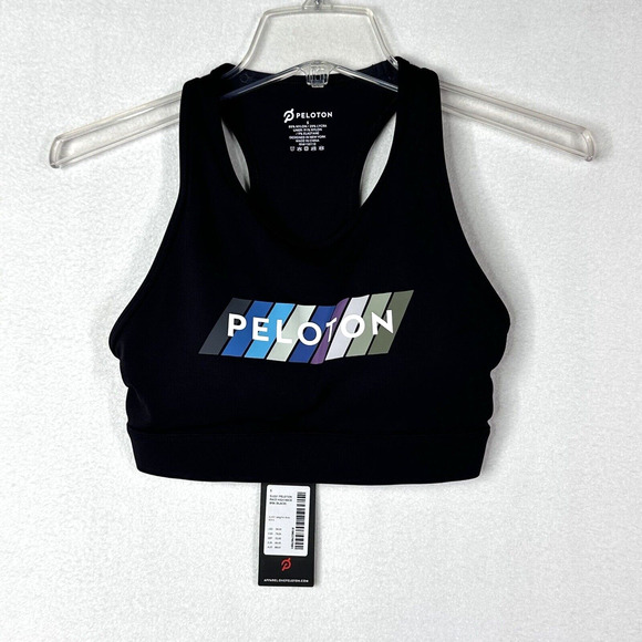 Peloton Sports Bra S Black Racerback Pace High Neck Workout Ride Bike NEW - Picture 1 of 7